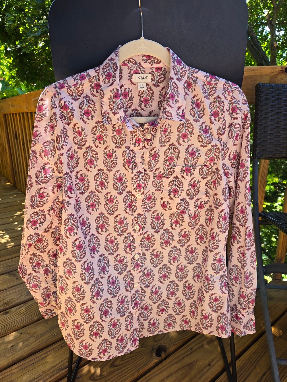 J. Crew Pink Floral Print Long Sleeve Button-Down Shirt - LP